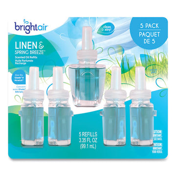 BRIGHT Air® Electric Scented Oil Air Freshener Refill, Linen And Spring Breeze, 0.67 Oz Bottle, 5-pack, 6 Pack-carton freeshipping - TVN Wholesale